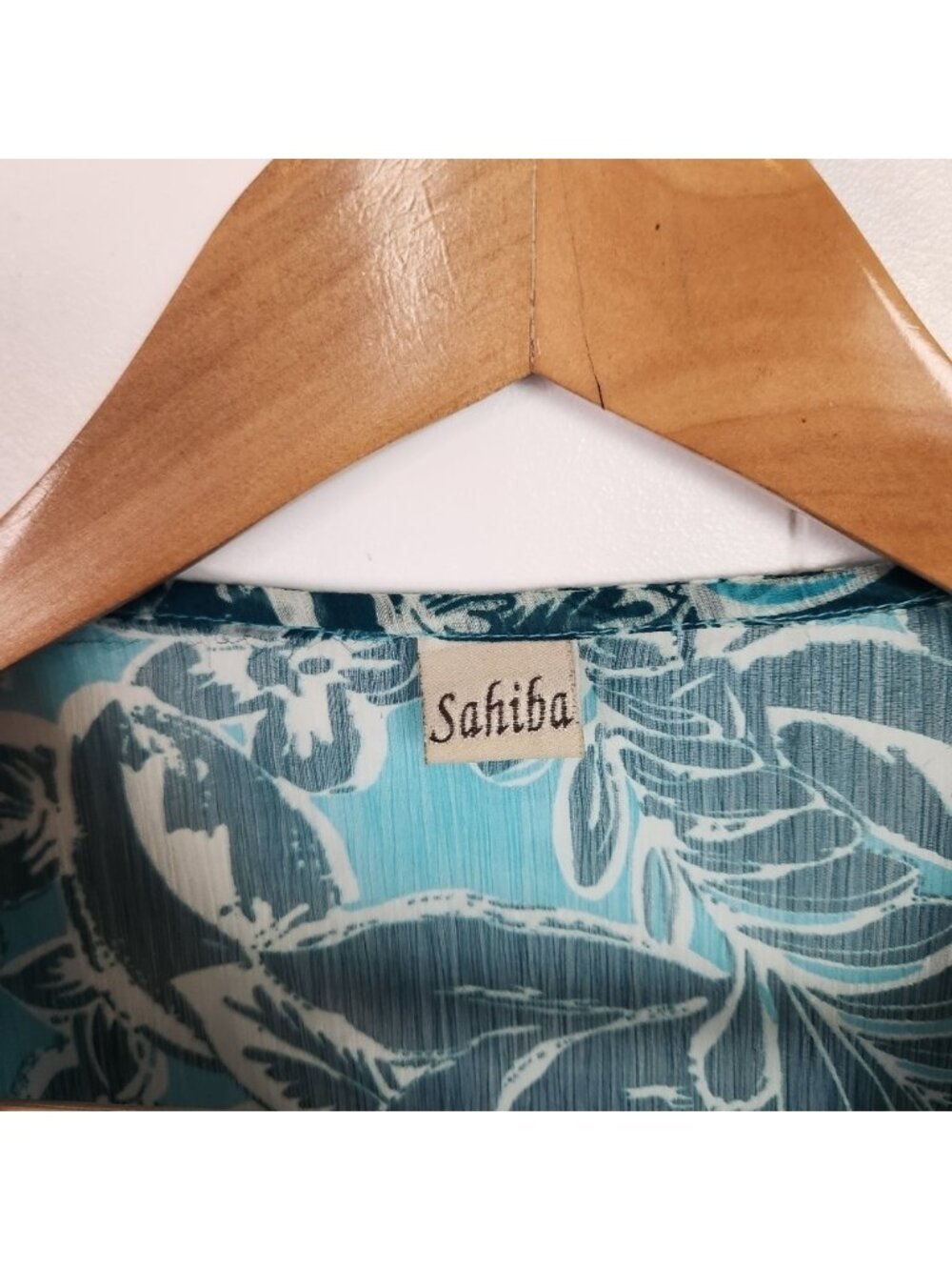 Sahiba Blue Tunic 3/4 Sleeves Swim Cover-Up Top Beaded Boho Bohemian Beach - Picture 6 of 9